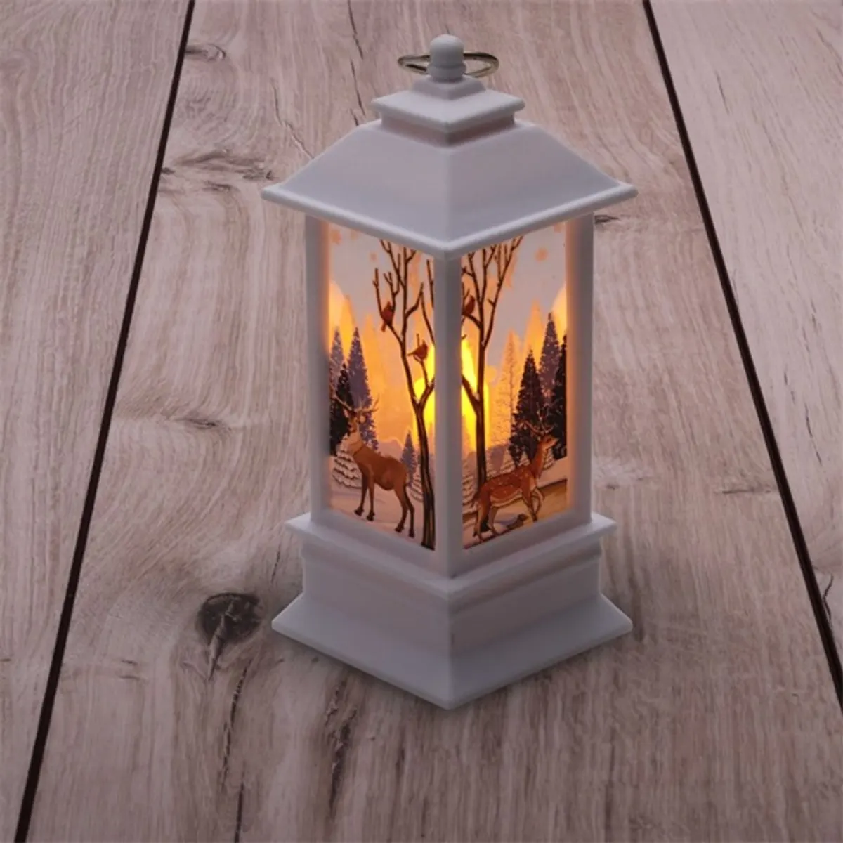 Iris Karácsonyi jávorszarvas mintás 13x5,3x5,3cm LED-es fehér lámpás #1