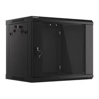 Lanberg WF01-6409-10B 19" 9U SZÉL:600mm MÉLY:450mm MAG:512mm lapraszerelt üvegajtós fekete fali rack szekrény #2