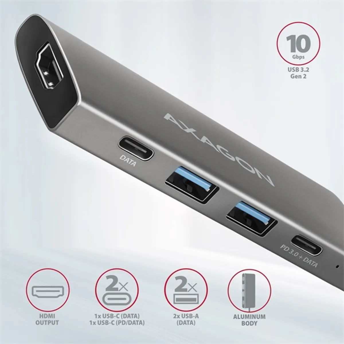 Axagon HMC-5G21 USB-C 10Gbps SPEEDSTER 5in1 hub #2