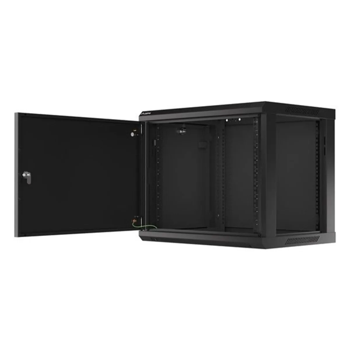 Lanberg WF01-6409-00B 19" 9U SZÉL:600mm MÉLY:450mm MAG:512mm lapraszerelt fémajtós fekete fali rack szekrény #5