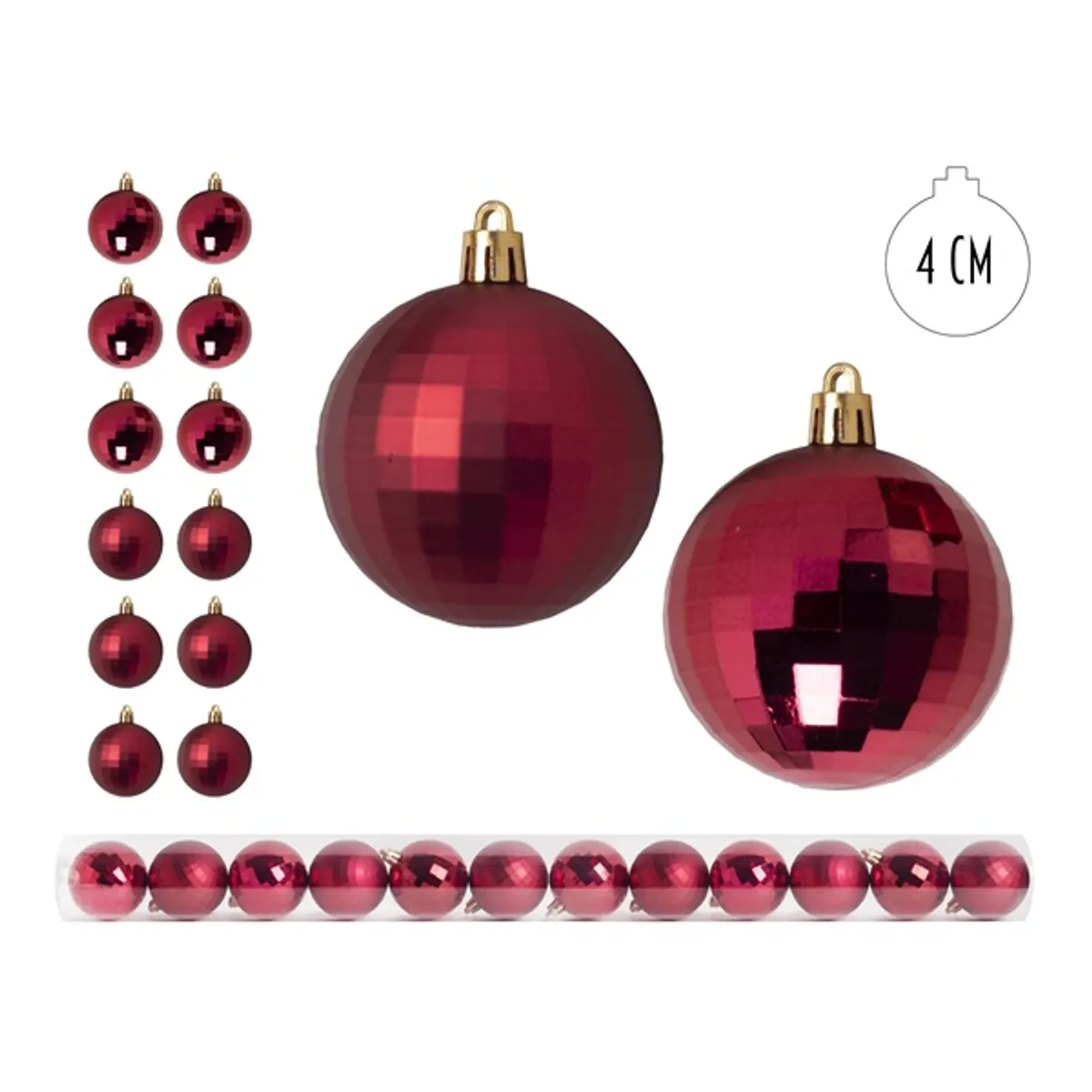 IRIS Karácsonyfa gömb piros, 12 db-os, 4cm #1