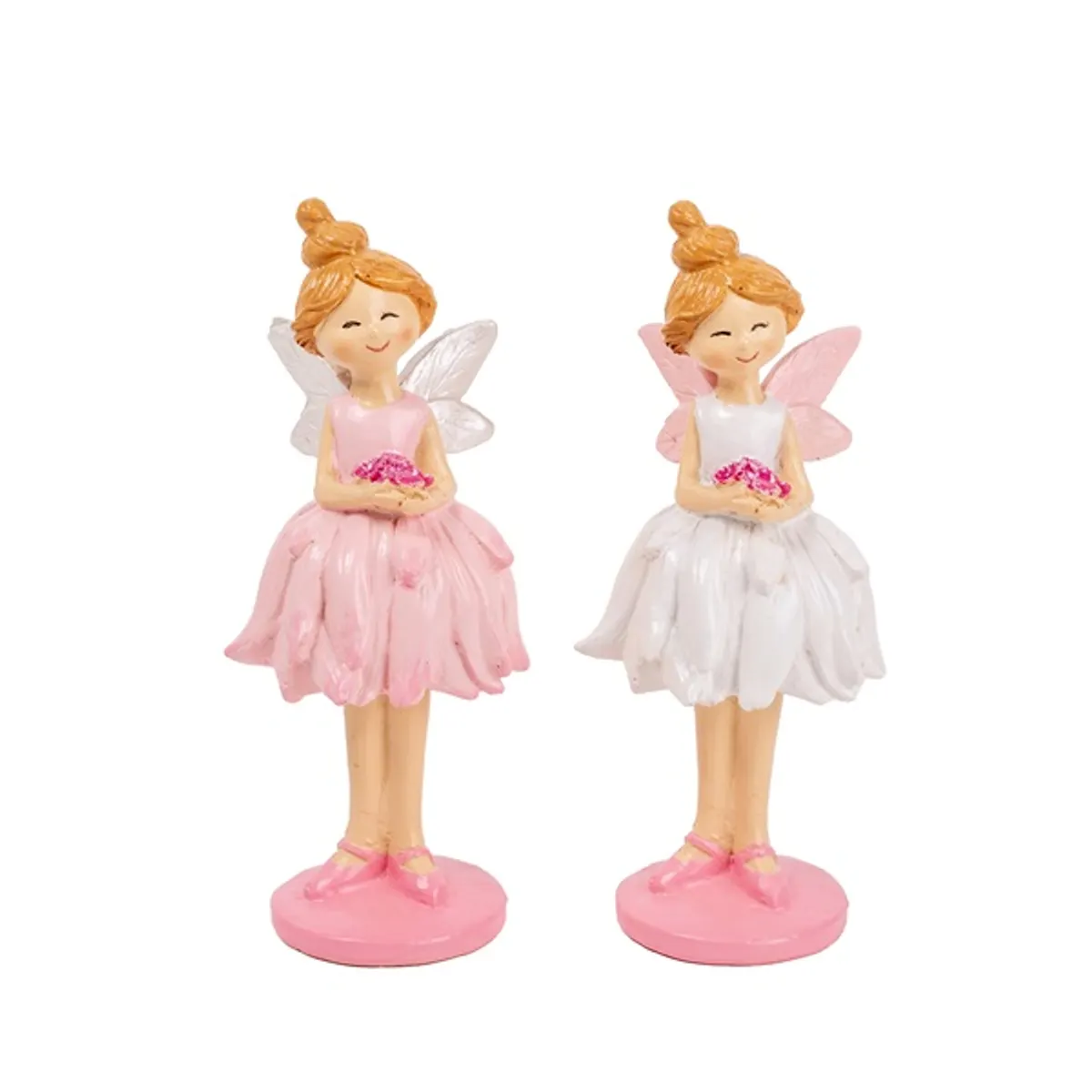 IRIS polirezin tündér, virágkehely szoknyában, rózsaszín fehér 2 x 15cm #1