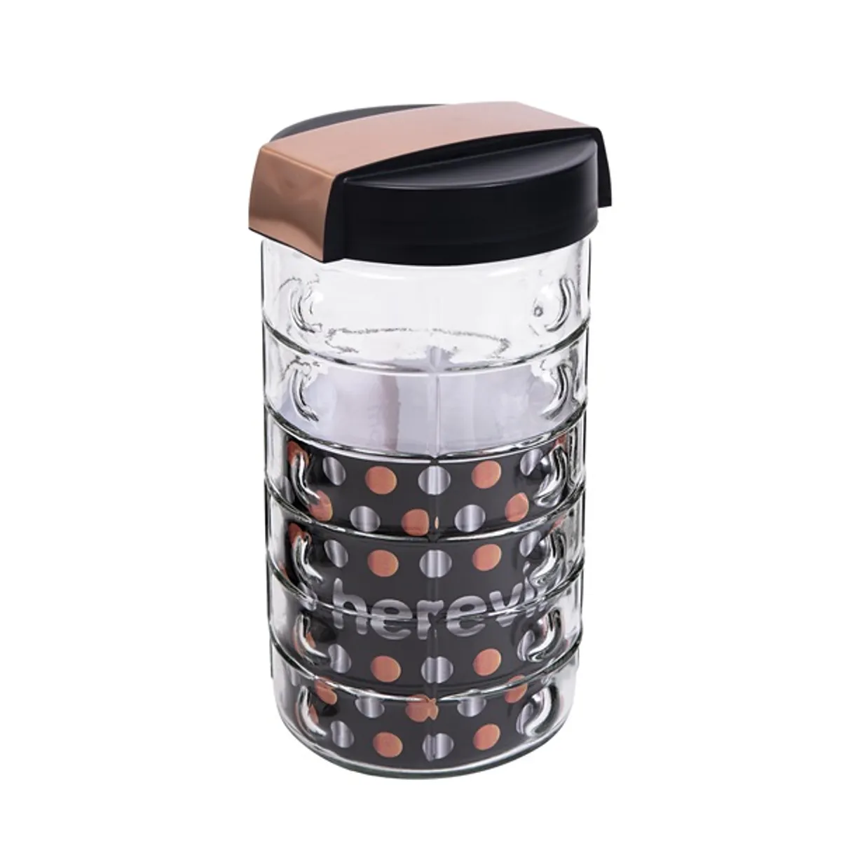 IRIS üveg fűszertartó 1.700ml rózsarany-fekete 190930-004 #1