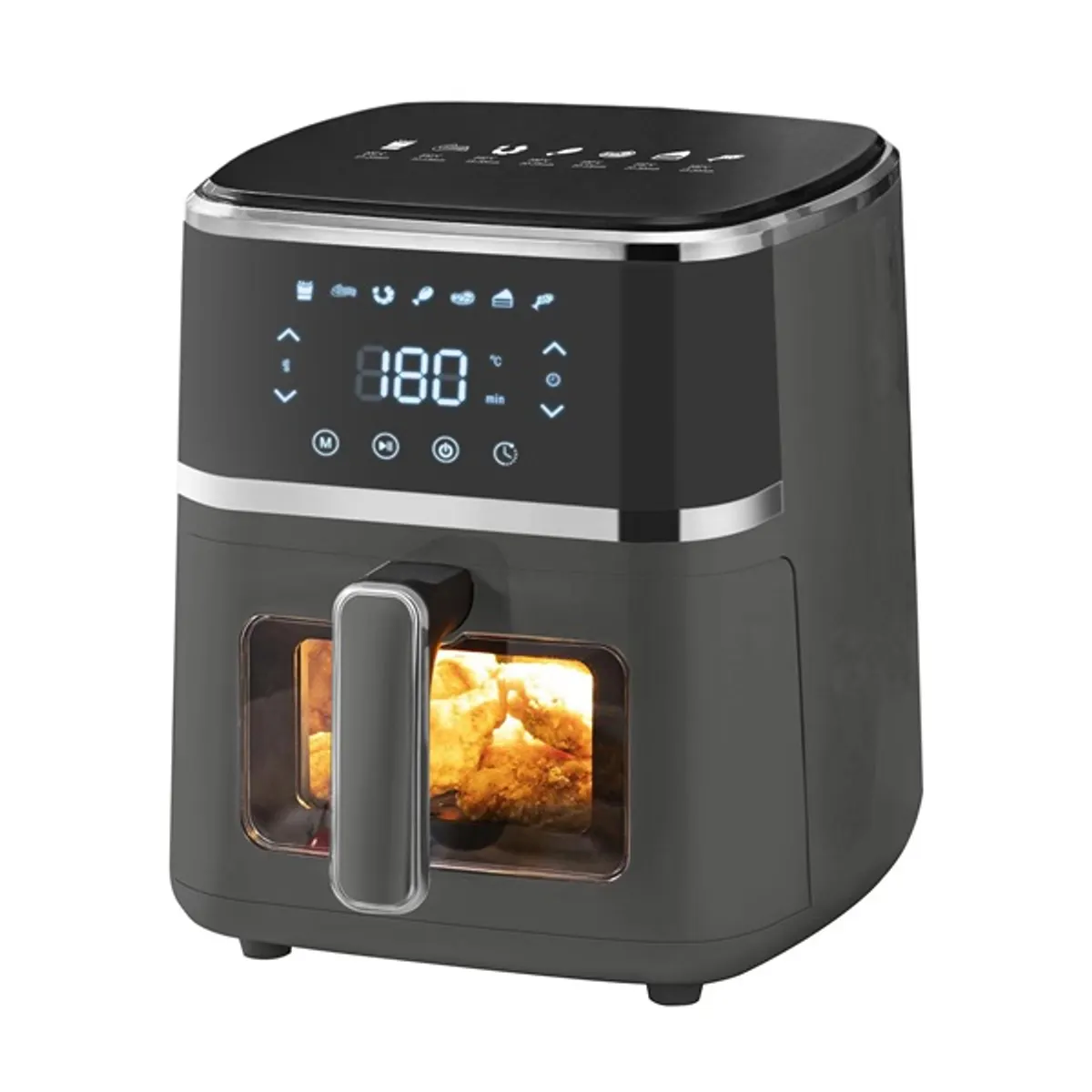 TOO AF-150B-1400 W fekete 5 L forrólevegős sütő (air fryer/airfryer) digitális vezérléssel, betekintő ablakkal #2
