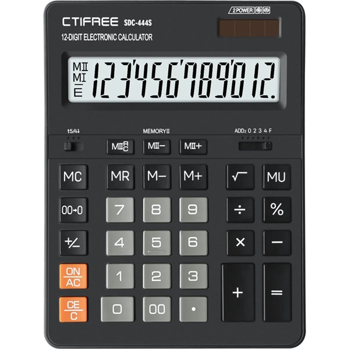 CTIFREE SDC-444S fekete számológép, 155x205mm, 12 számjegy, dual power, 2 év garancia #1