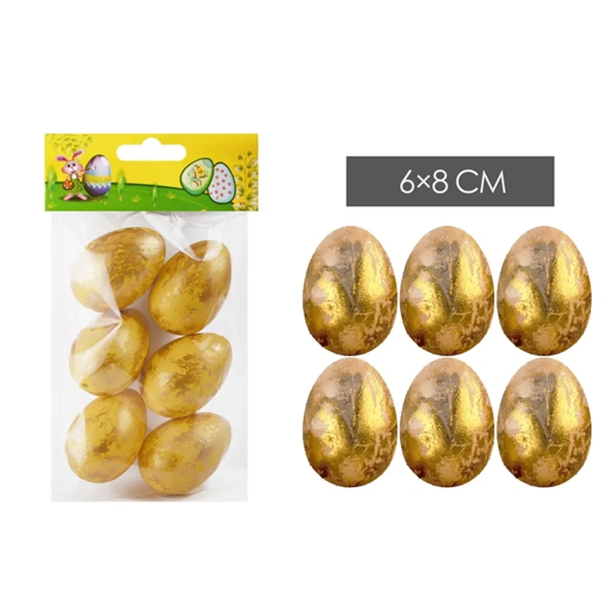 IRIS dekor tojás 6db aranyozott 6x8cm #1