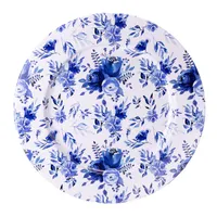 IRIS bádog tálca kék virág 33x1,5cm