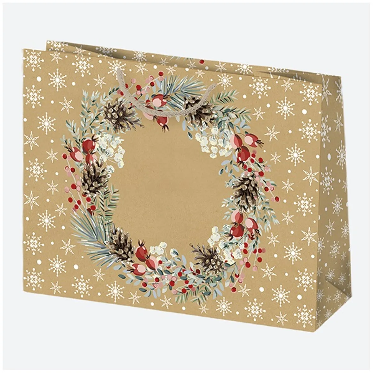 IRIS Karácsonyi EKO kraft papír ajándéktasak, 300x230x100 mm, különböző színekben és mintával #1