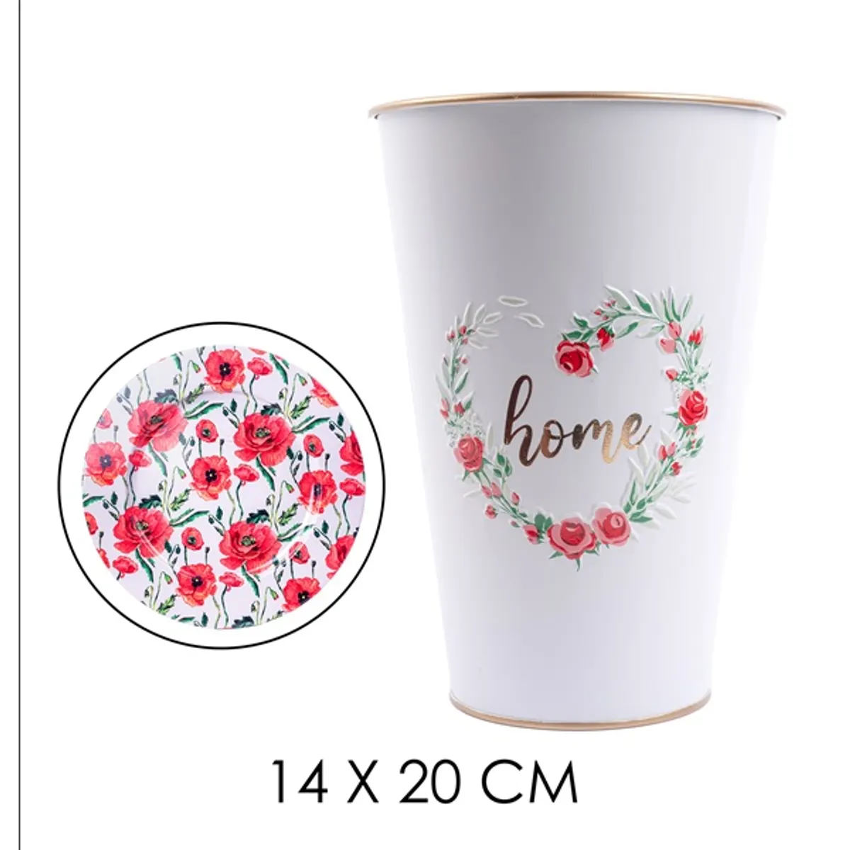 IRIS bádog váza piros pipacs 14,5x22,5cm #1