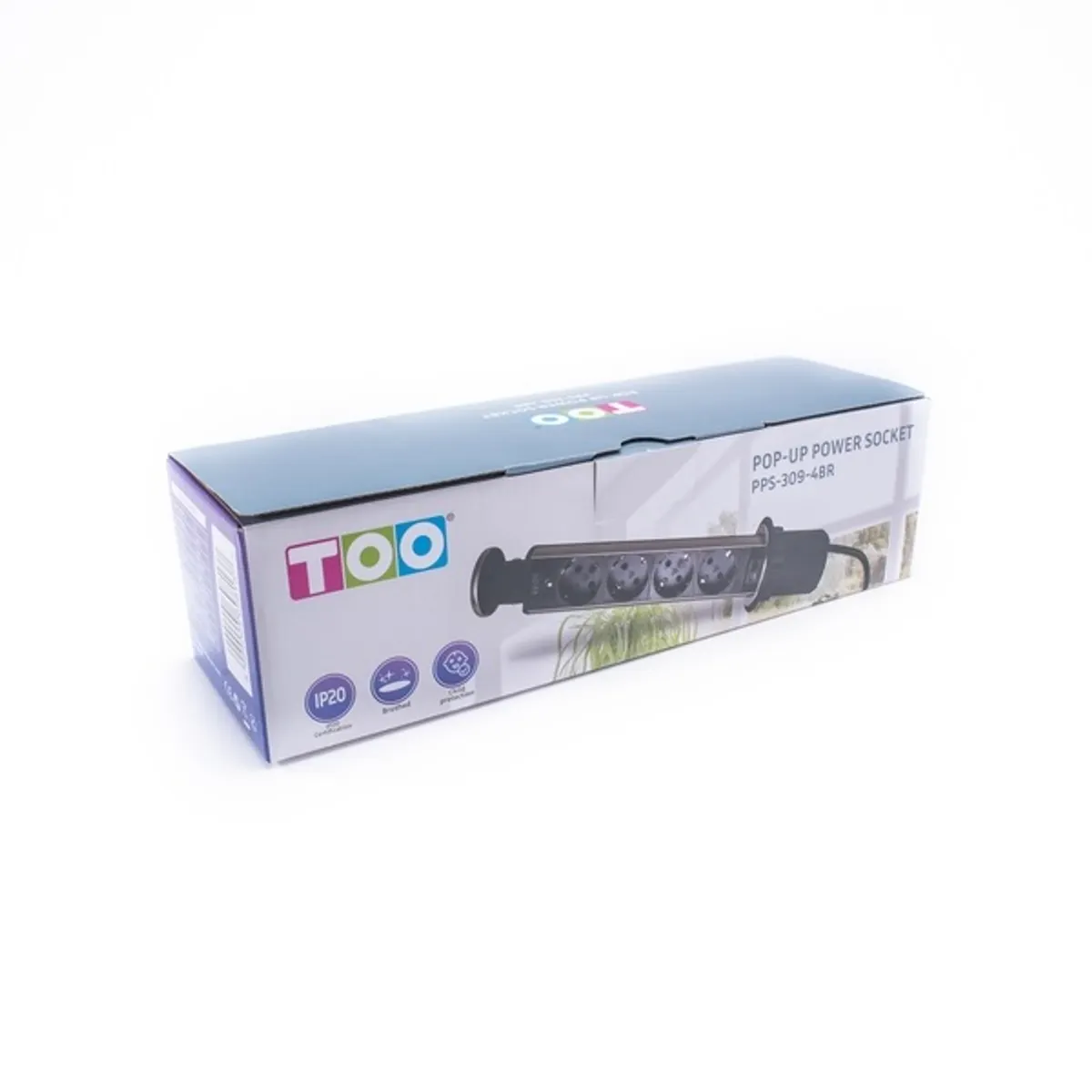 TOO PPS-309-4BR IP20, 4x 2P+F, szálcsiszolt asztalba süllyeszthető elosztó #6