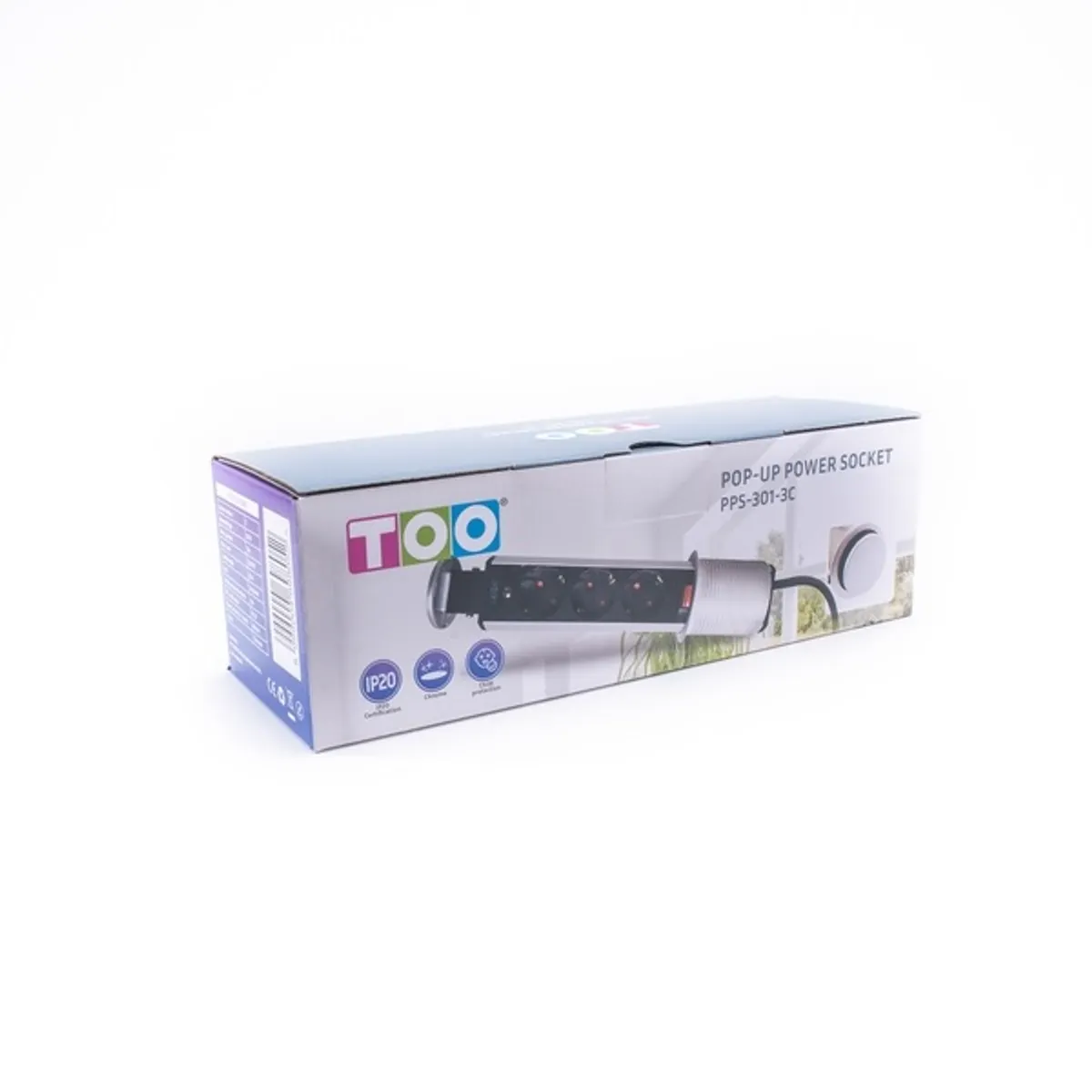 TOO PPS-301-3C IP20, 3x 2P+F, króm asztalba süllyeszthető elosztó #6