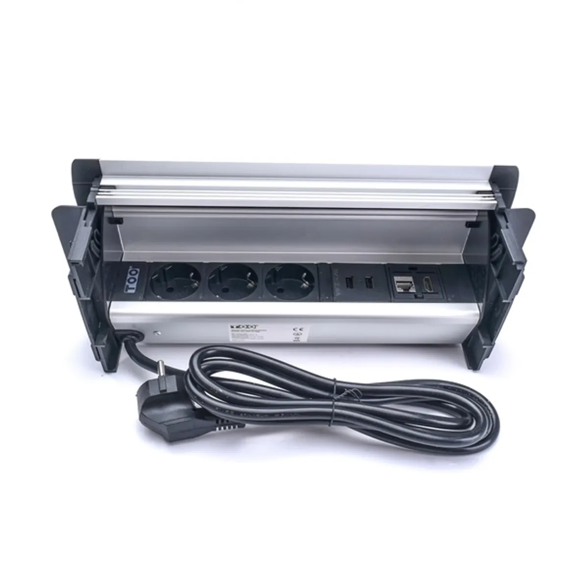 TOO RPS-111-3BR IP20,3x 2P+F,HDMI,RJ45,2x USB-A, szálcsiszolt asztalba süllyeszthető elosztó #3