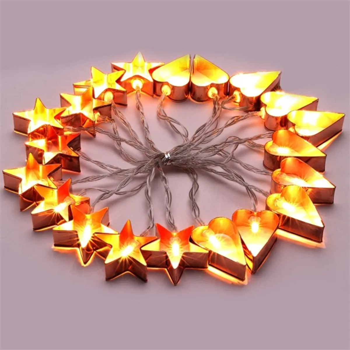 Iris Csillag+szív alakú fém/4m/meleg fehér/20db LED-es/USB-s fényfüzér, fénydekoráció #4