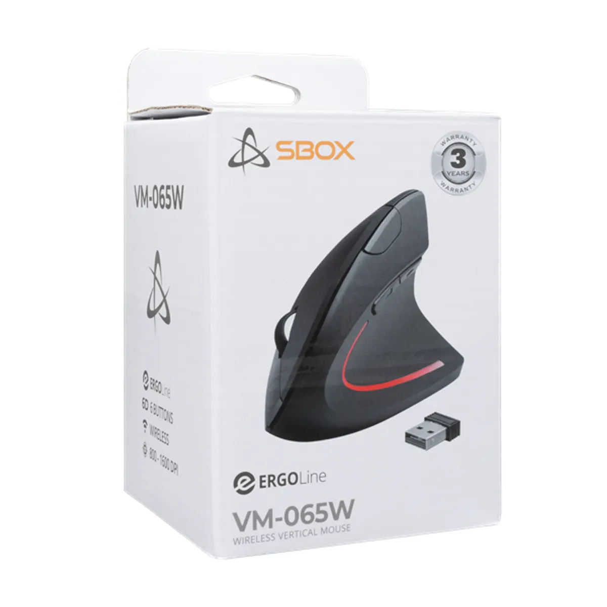 Sbox VM-065W 4D 2,4GHz fekete vezeték nélküli vertikális egér #6