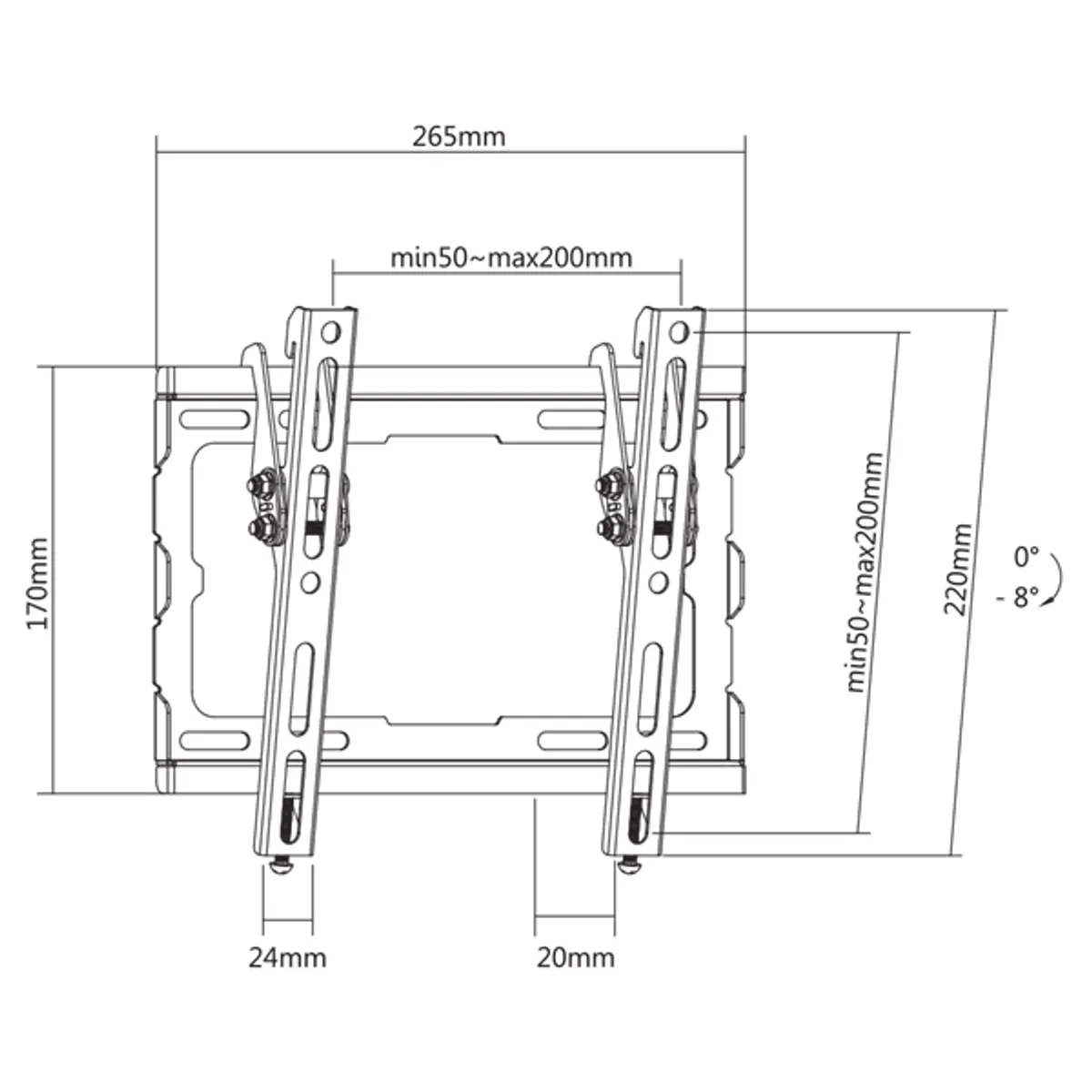 Sbox PLB-3422T-2 23"-43" dönthető fali TV konzol #7
