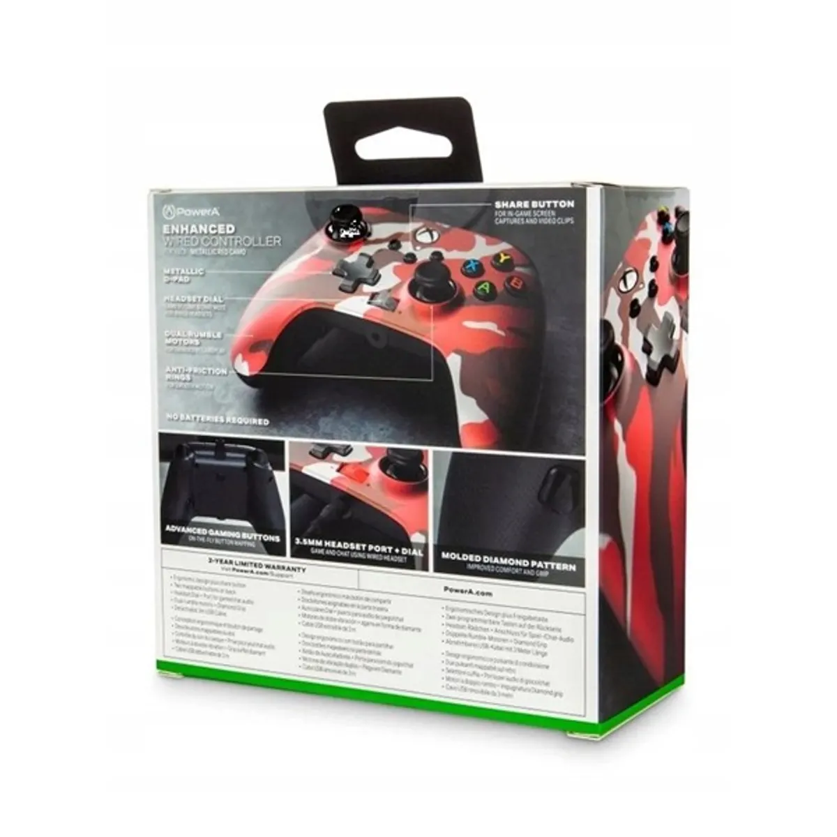 PowerA 1525942-01 Enhanced Wired Xbox Series X|S/Xbox One/PC vezetékes Red Camo piros kontroller #10