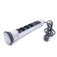 TOO PPS-307-3S IP20, 3x 2P+F, 2x USB-A, áramtalanító kapcsolóval, ezüst asztalba süllyeszthető elosztó #2
