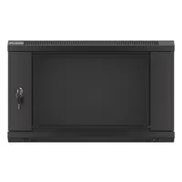 Lanberg WF01-6406-10B 19" 6U SZÉL:600mm MÉLY:450mm MAG:379mm lapraszerelt üvegajtós fekete fali rack szekrény