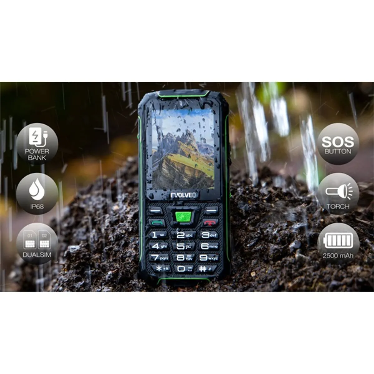 EVOLVEO Strongphone W4 2,8" DualSIM fekete/zöld mobiltelefon #8