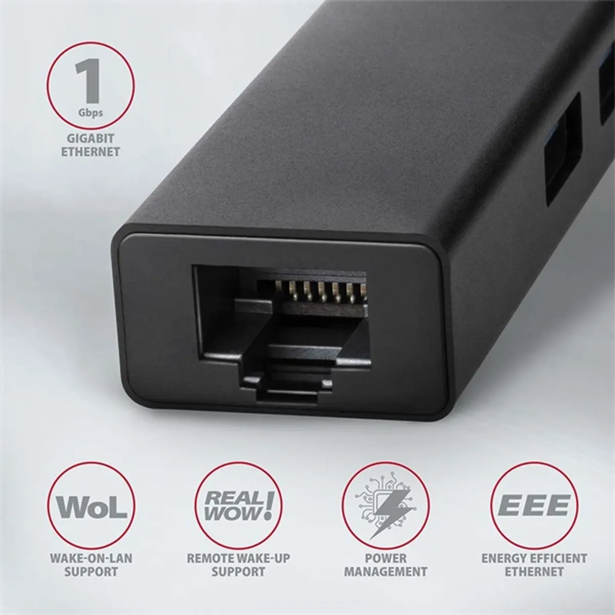 Axagon HMA-GL3A 3 portos USB3.2. Gen 2 fekete HUB Gigabit LAN porttal #3