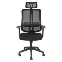 IRISOffice Felix fekete, ergonómikus, szövet-hálós irodai forgószék fejtámasszal #1