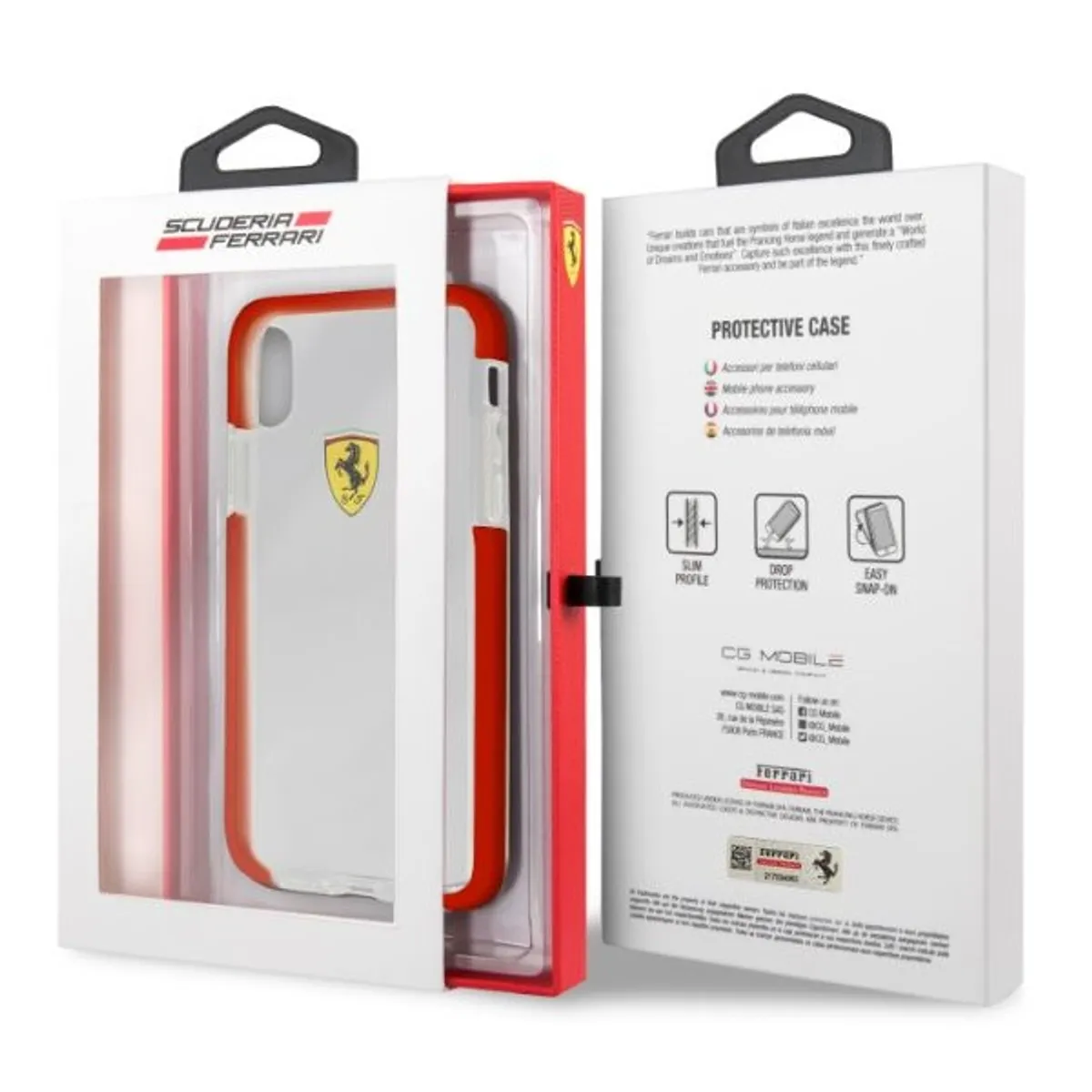 Ferrari iPhone X átlátszó/piros kemény fényes hátlap #2