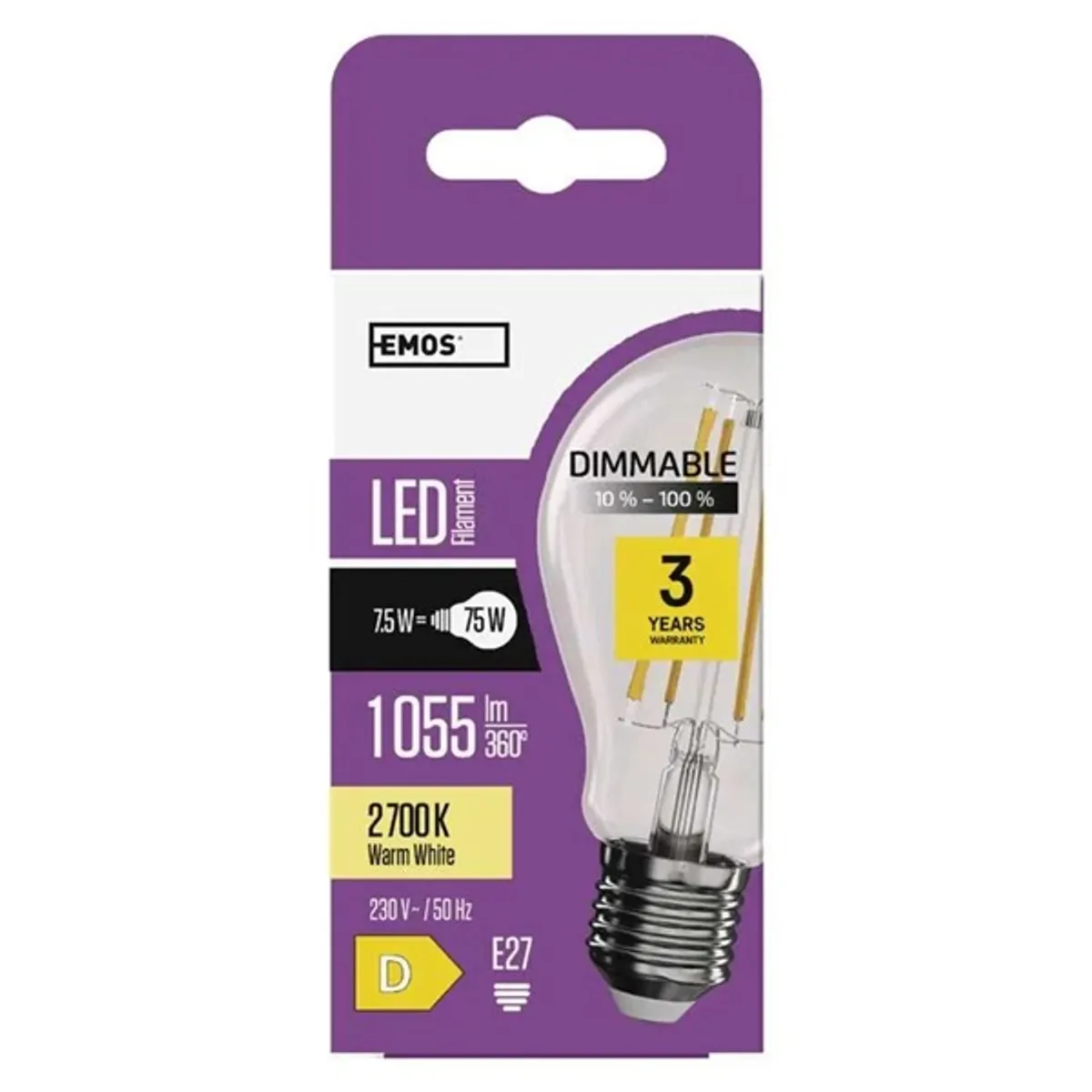 Emos ZF5154D  E27/7,5W (75W)/1 055 lm/meleg fehér/dimmelhető Filament A60 LED izzó #2