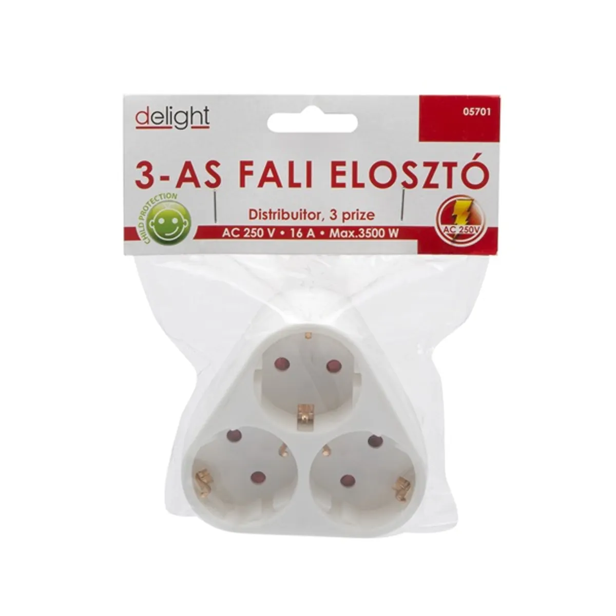 Delight 230V 10A 3-as fali elosztó #4