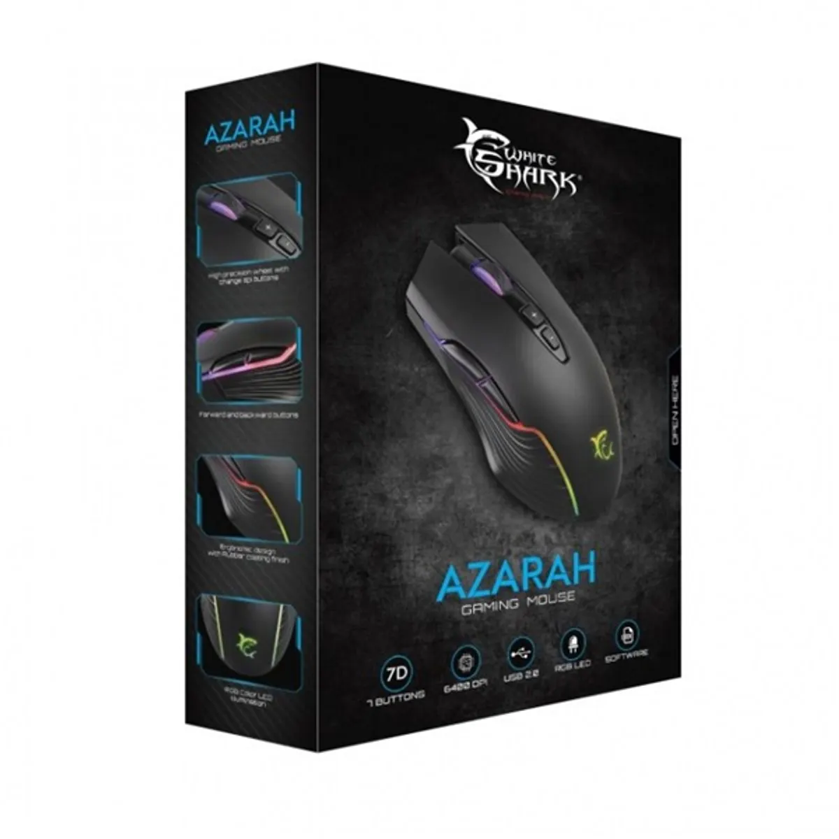 White Shark AZARAH GM-5003 6400dpi fekete gamer egér #9