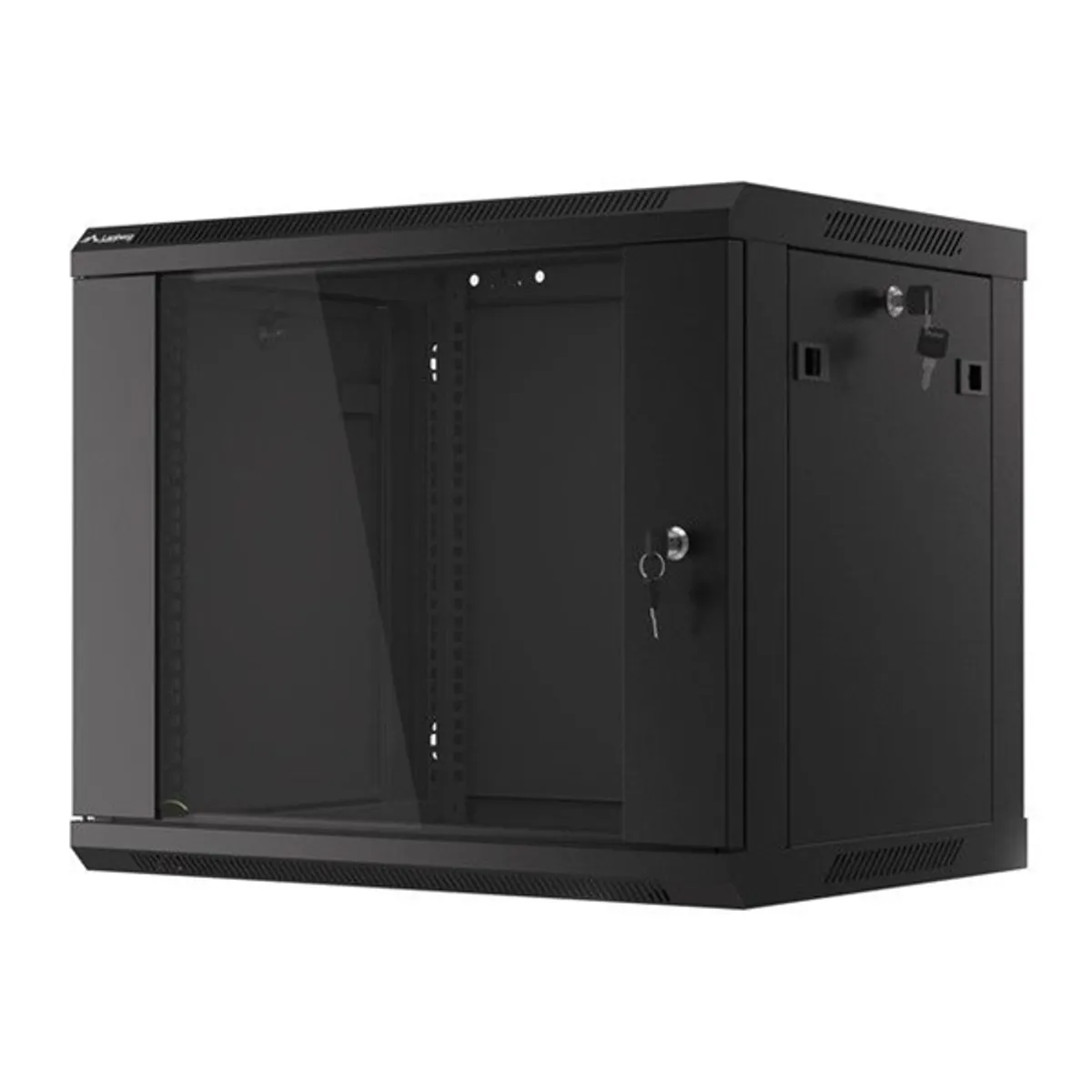 Lanberg WF01-6409-10B 19" 9U SZÉL:600mm MÉLY:450mm MAG:512mm lapraszerelt üvegajtós fekete fali rack szekrény #3