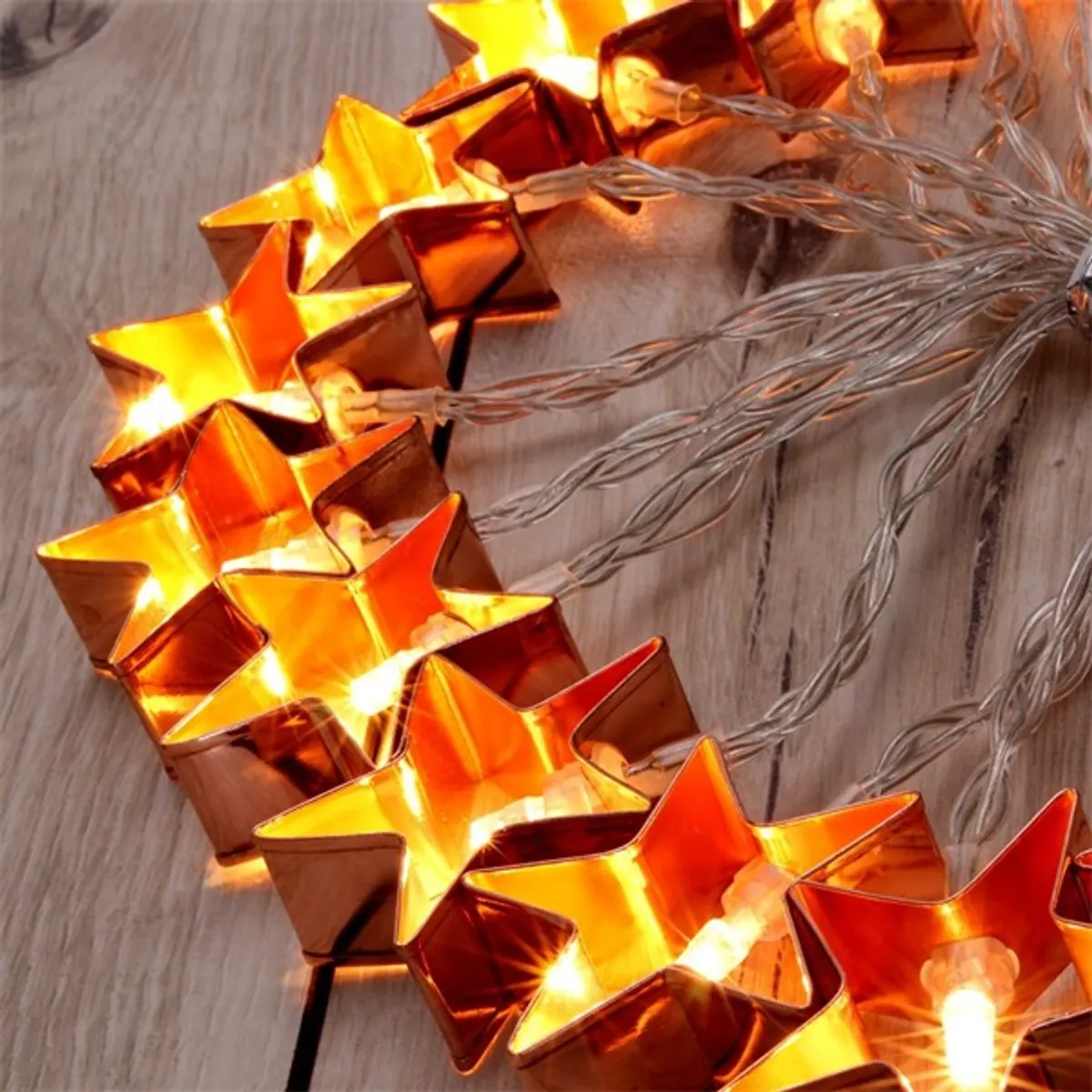 Iris Csillag alakú fém/4m/meleg fehér/20db LED-es/USB-s fényfüzér, fénydekoráció #4