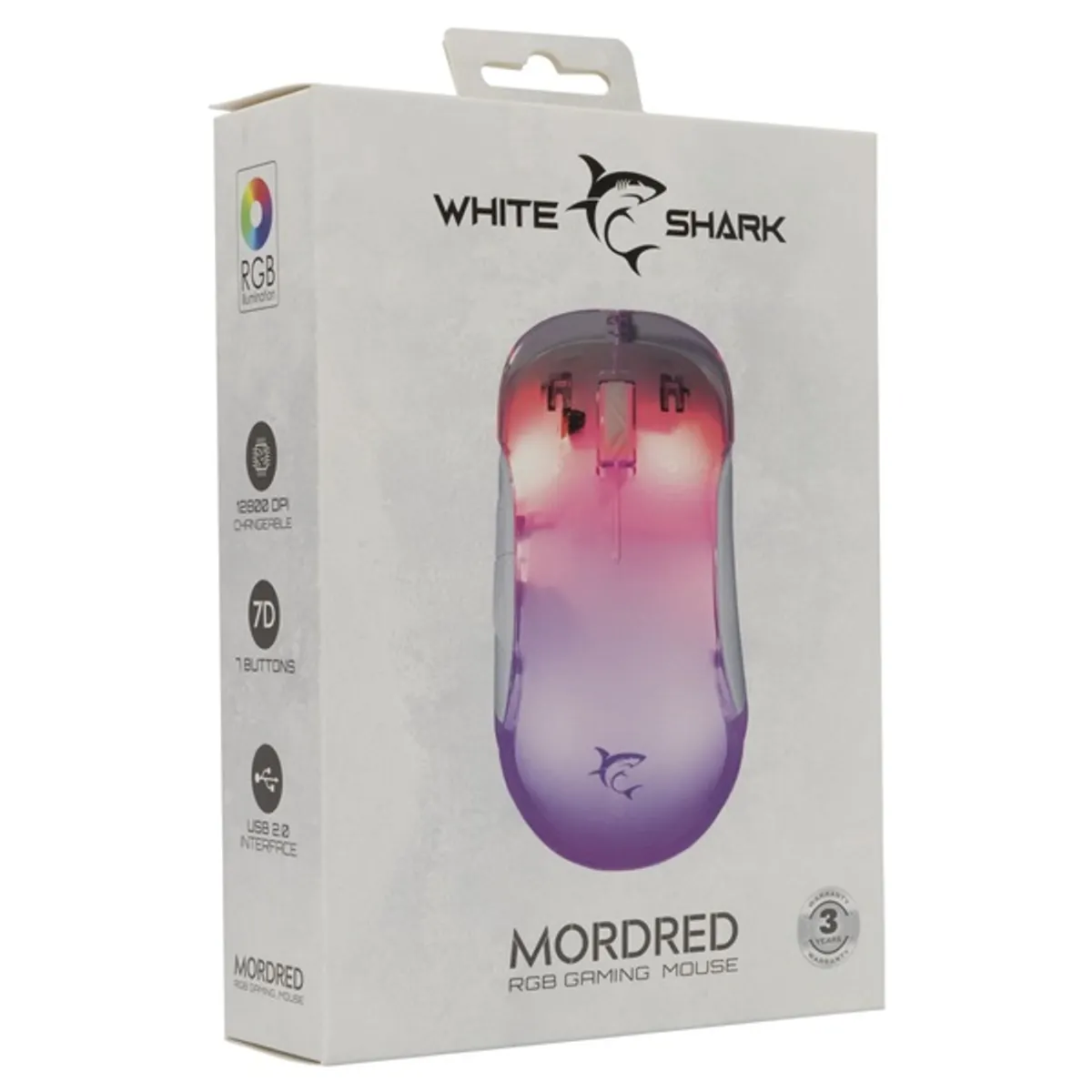 White Shark GM-5017W Mordred fehér gamer egér #6