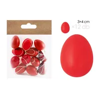 IRIS dekor műanyag tojás x12 piros 3x4cm
