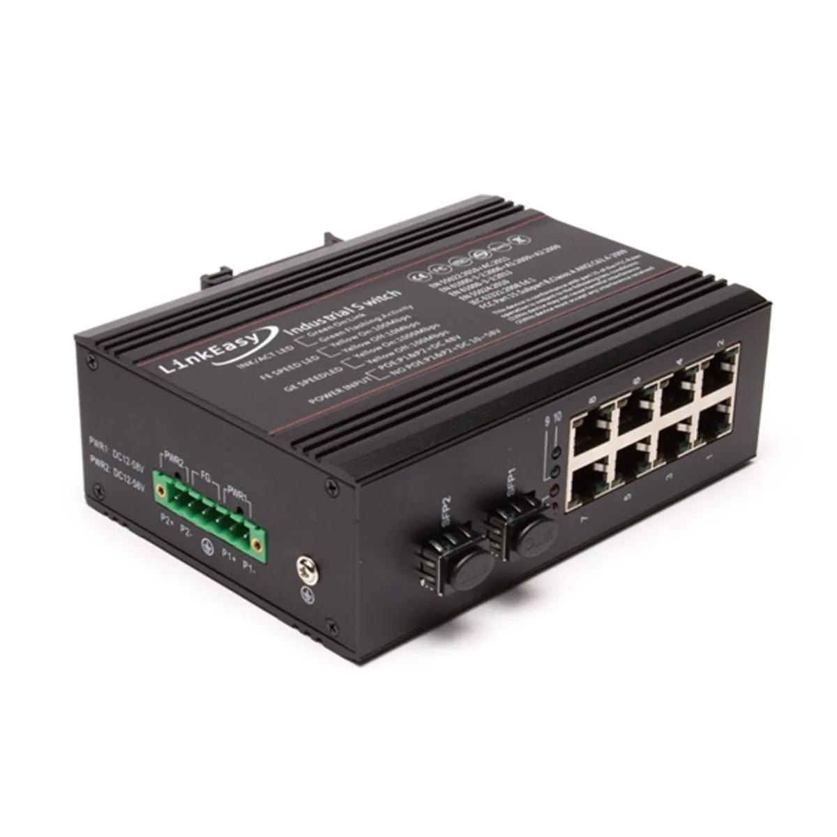 LinkEasy ipari PoE switch 2xGbE SFP+8x10/100/1000BaseTX 802.3at #1