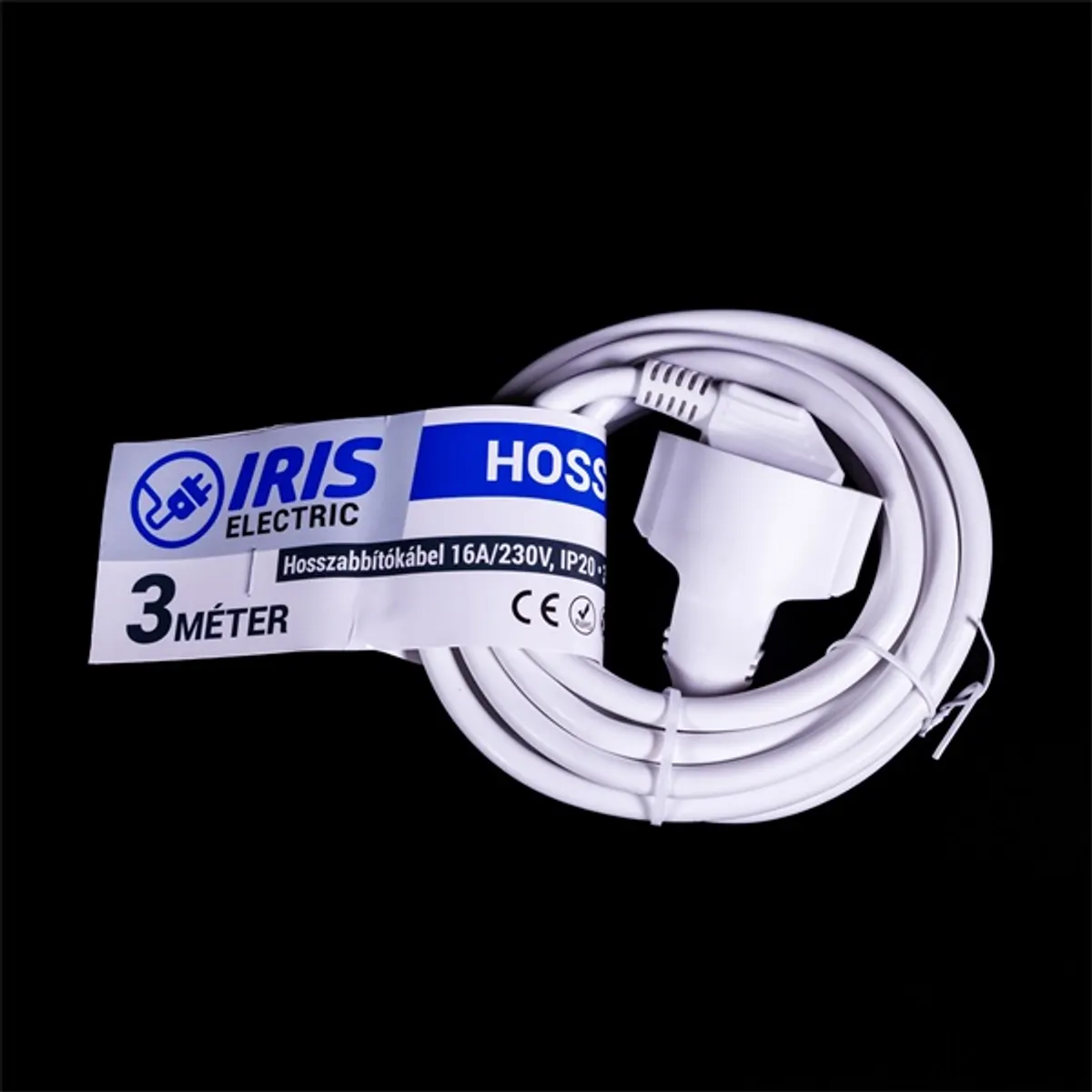 IRIS Electric IEEC-3M-16A/230V Hosszabbító 3 méteres 16A/230V, IP20, fehér #1