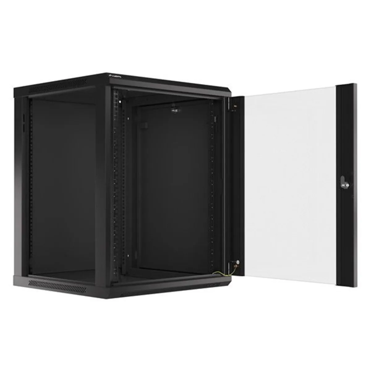 Lanberg WF01-6615-10B 19" 15U SZÉL:600mm MÉLY:600mm MAG:774mm lapraszerelt üvegajtós fekete fali rack szekrény #4