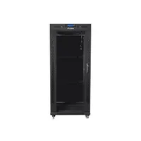 Lanberg FF01-6627-12BL 19" 27U SZÉL:600mm MÉLY:600mm MAG:1431mm lapraszerelt LCD üvegajtós fekete rack szekrény #1