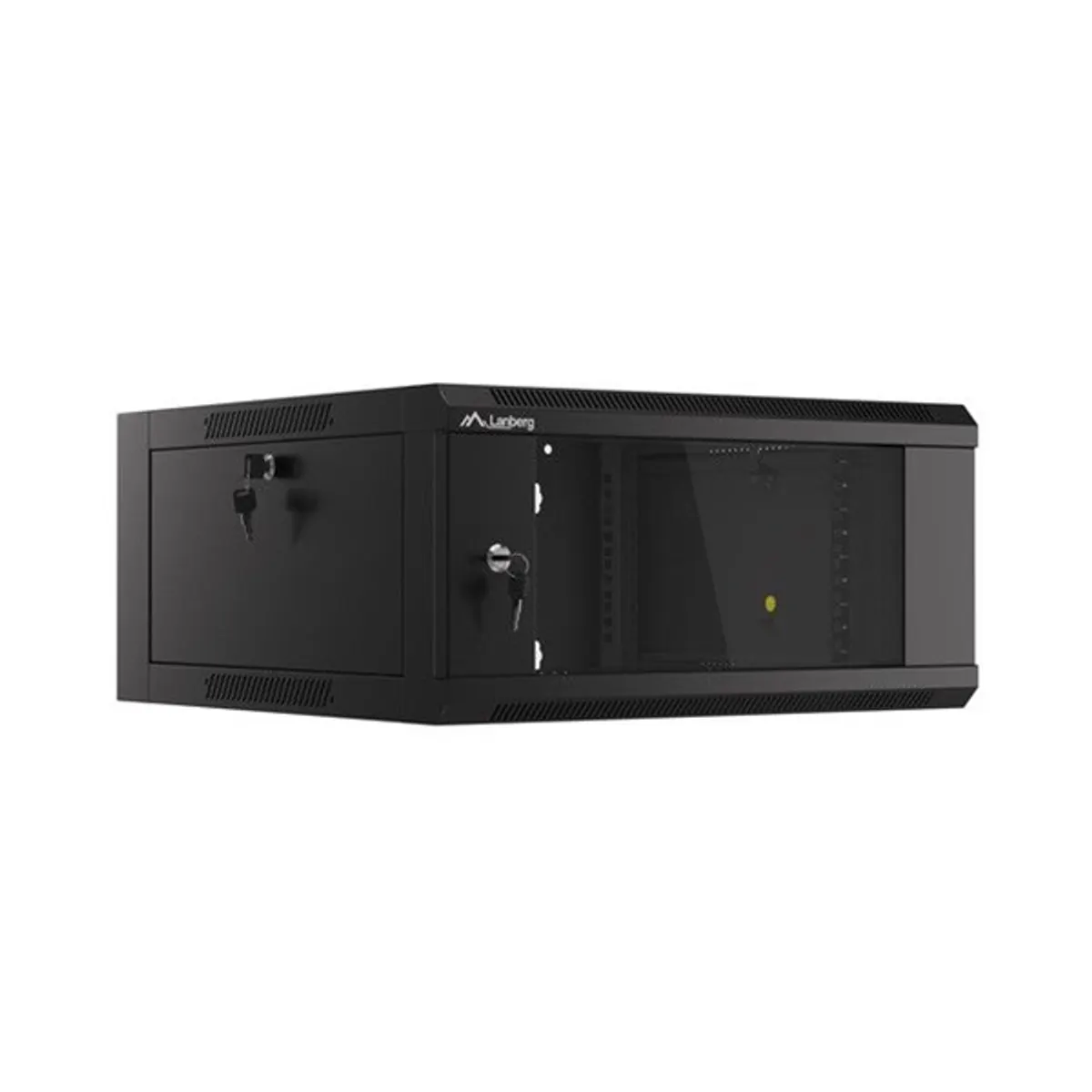 Lanberg WFFA-5604-10B 19" 4U SZÉL:570mm MÉLY:600mm MAG:277mm lapraszerelt üvegajtós fekete fali rack szekrény #2
