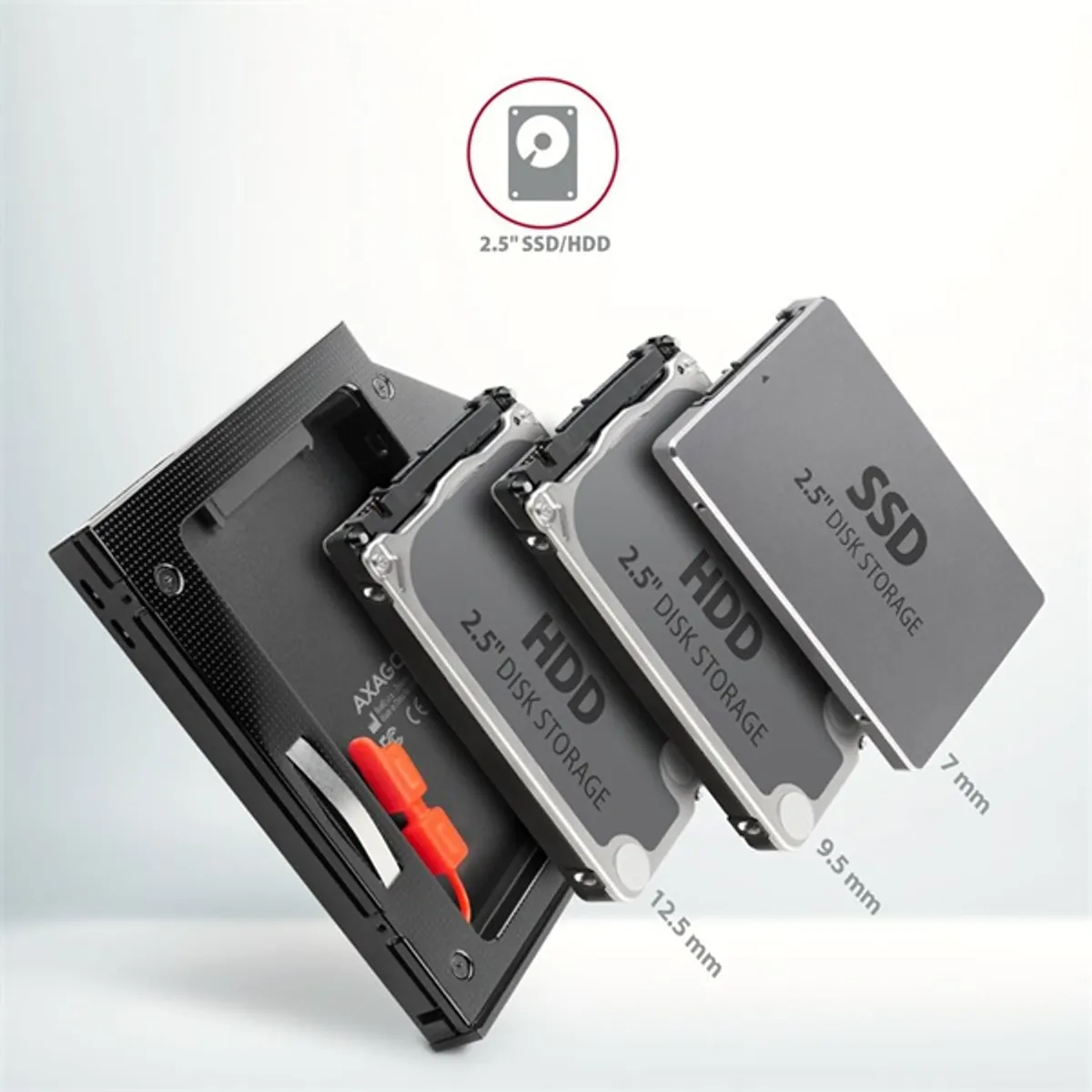 Axagon RSS-CD12 2,5" SATA SSD/HDD caddy optikai meghajtó beépítő keret #3