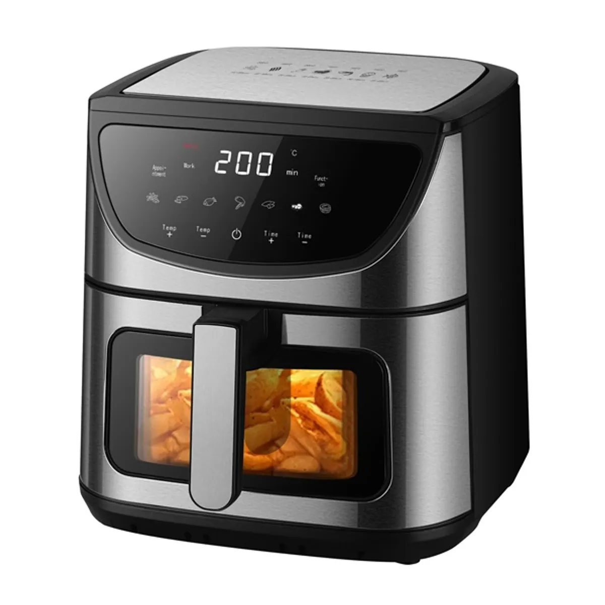TOO AF-800-S-2000 W ezüst 8 L dupla (alsó-felső) fűtésű forrólevegős sütő (air fryer/airfryer) digitális vezérléssel #1