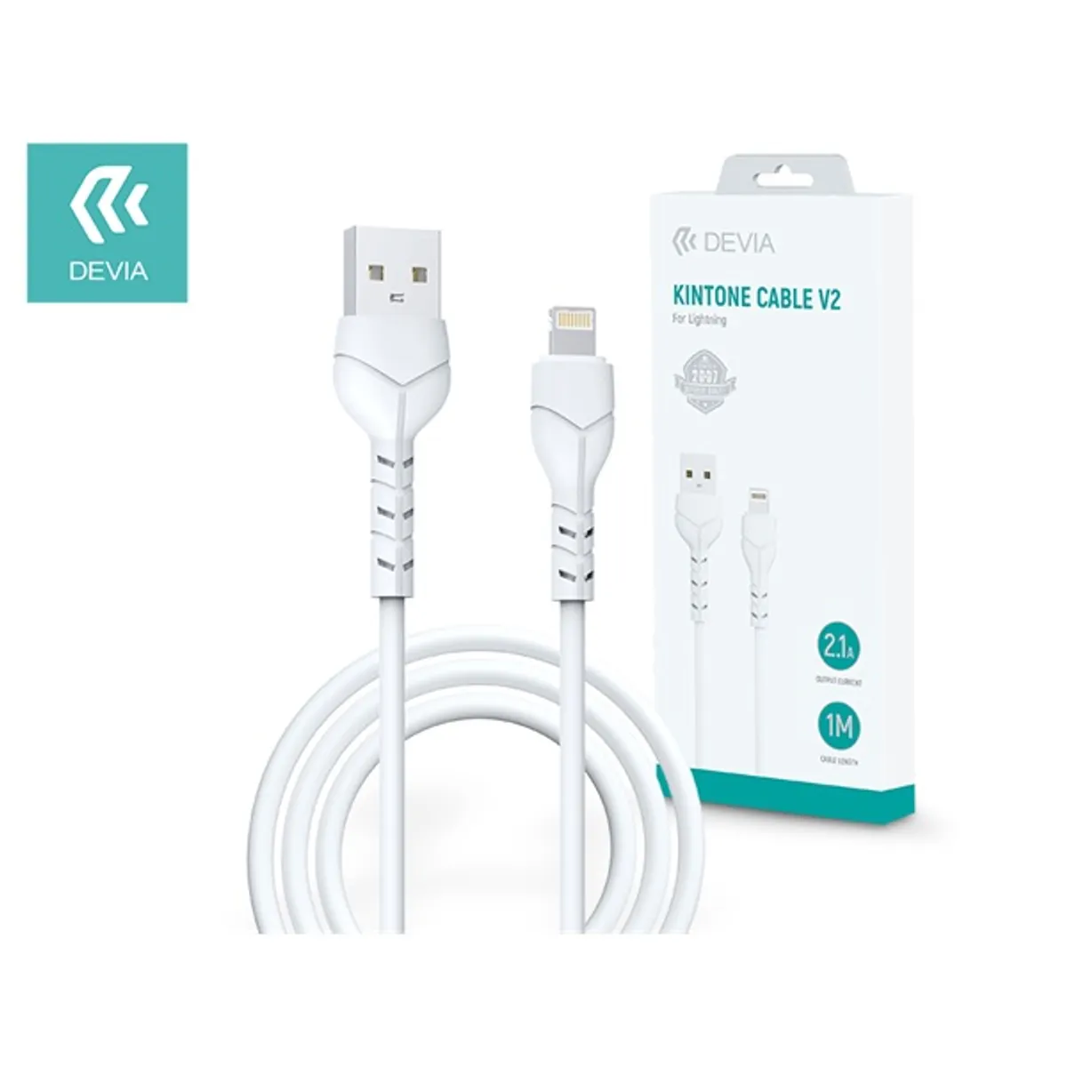 Devia ST348686 Kintone V2 Series 1m 2,1A USB-Lightning Kintone Cable V2 Series adat- és töltőkábel #1