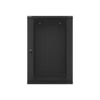 Lanberg WF01-6618-10B 19" 18U SZÉL:600mm MÉLY:600mm MAG:907mm lapraszerelt üvegajtós fekete fali rack szekrény