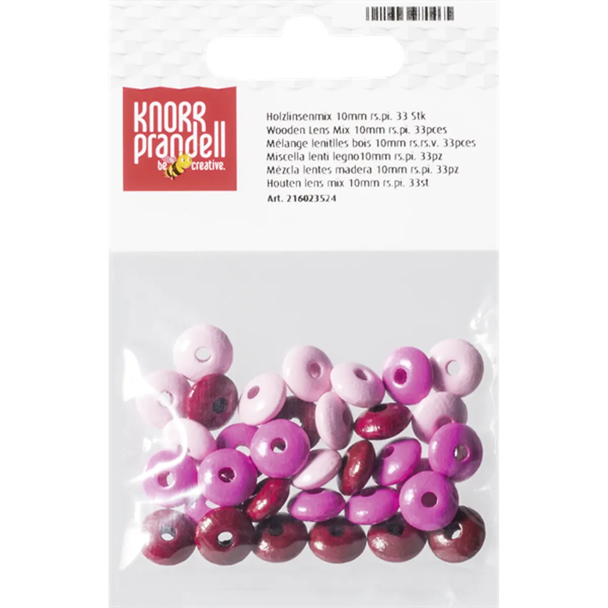 Knorr Prandell ovális 33 darabos pink fa gyöngy csomag #1