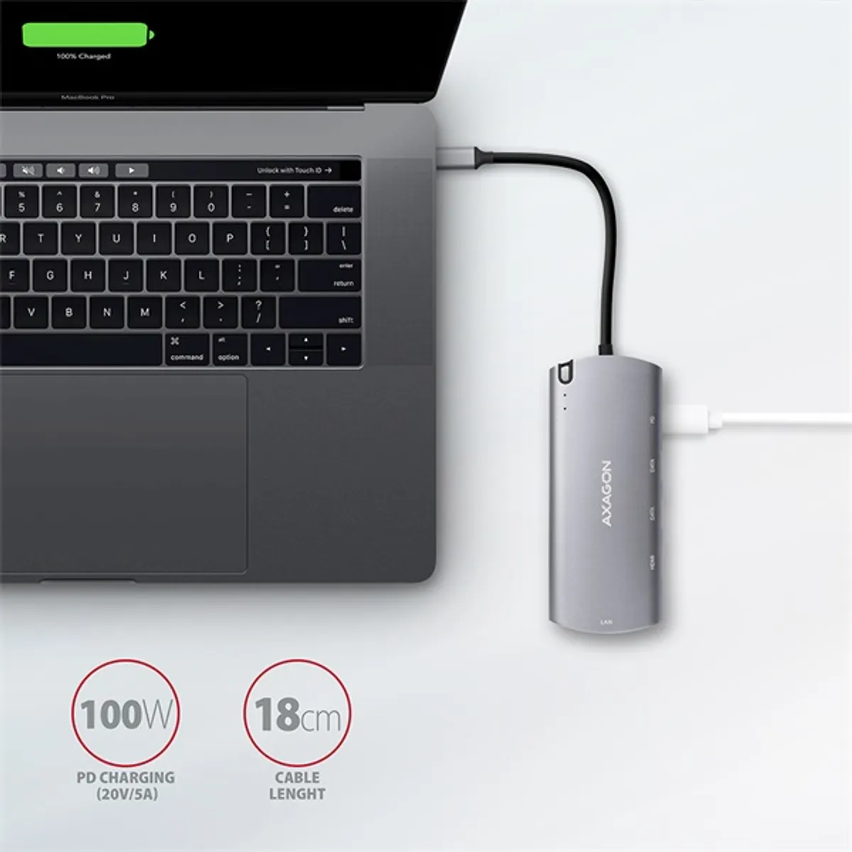 Axagon HMC-6M2 SUPERSPEED USB-C COMBO ezüstfekete  6IN1 HUB #7