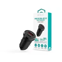 Devia ST112421 Smart Series Mini 30W PD+QC USB+Type-C fekete autós töltő adapter #1
