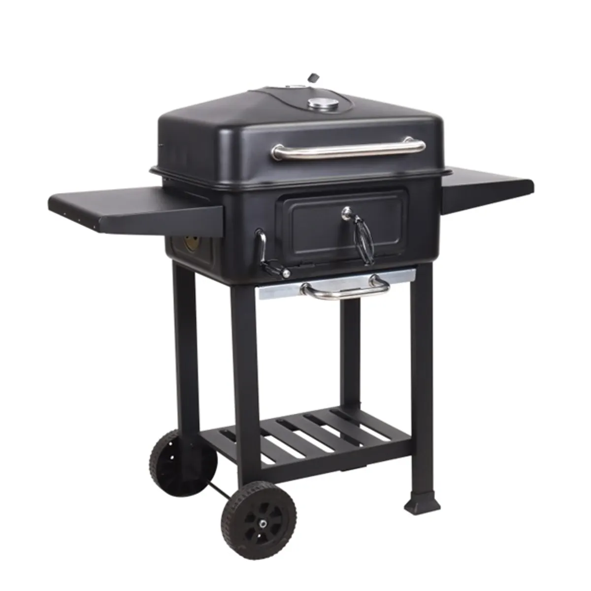 TOO BG-200B fekete BBQ faszenes grillkocsi két oldalsó asztallal #1