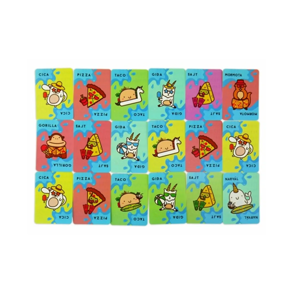 Vízálló cica, pizza, taco, gida, sajt kártyajáték #3
