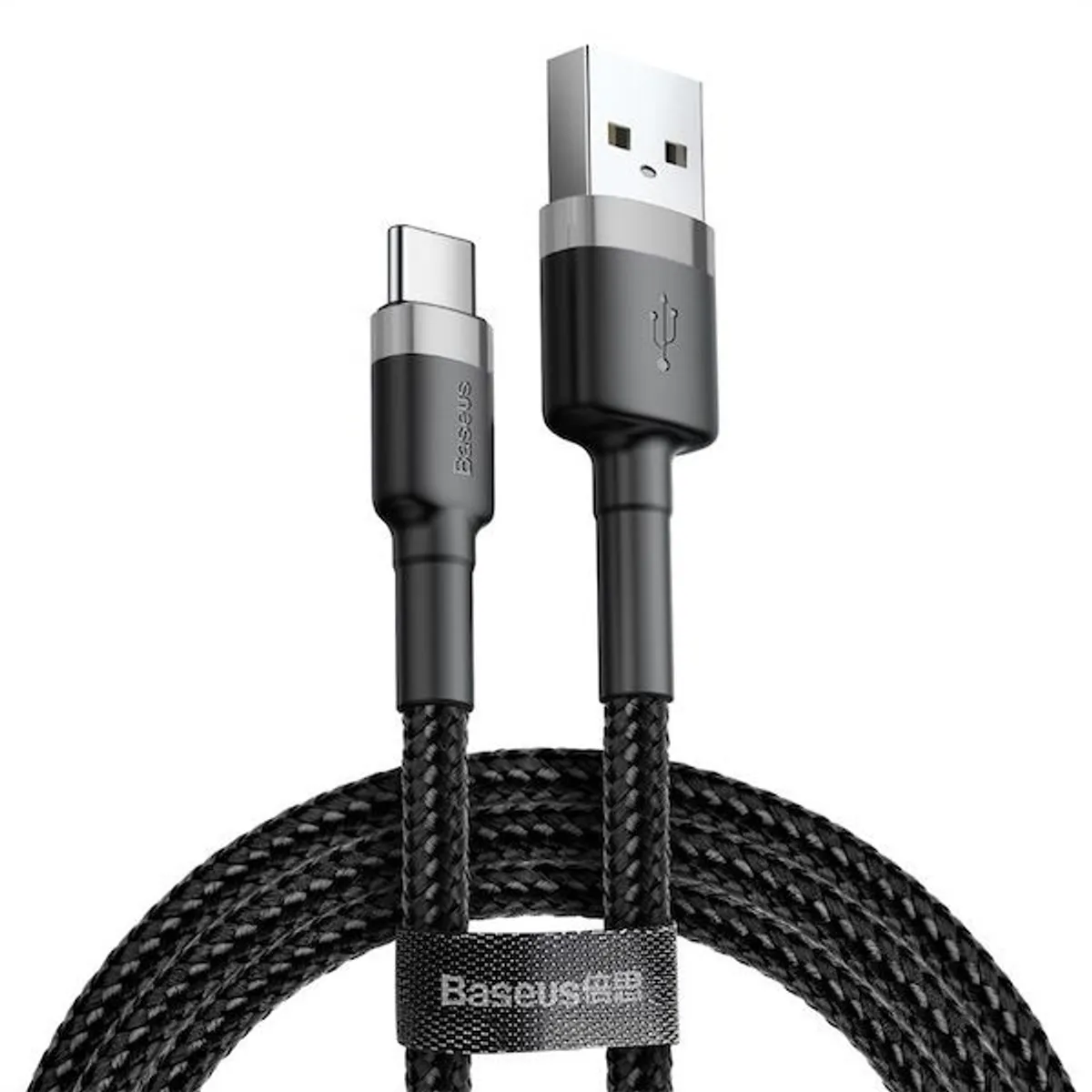 Baseus CATKLF-UG1 Cafule 3m 2A USB A/USB C szürke-fekete adat- és töltőkábel #1