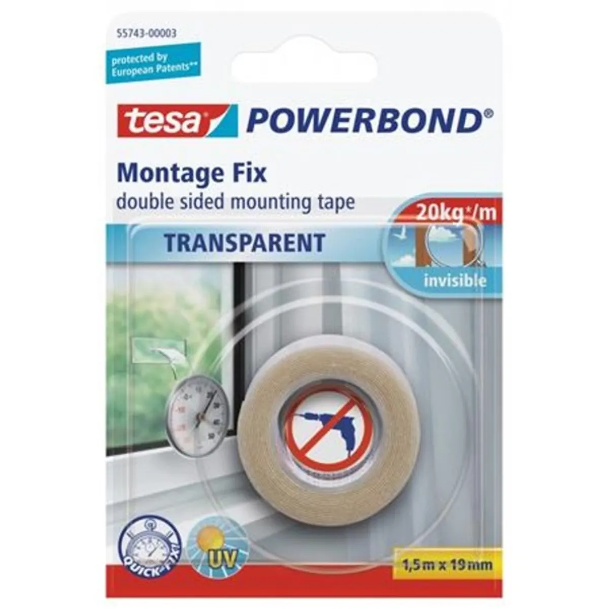 Tesa 55743 1,5mx19 mm beltéri átlátszó montázsszalag #1