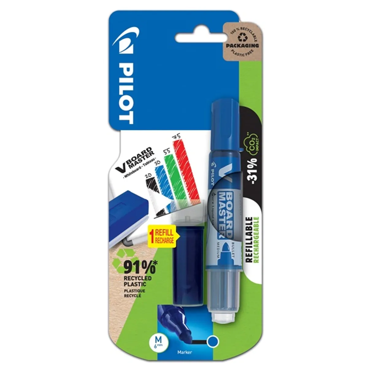 Pilot BeGreen V-Board Master kék táblamarker + betét #1
